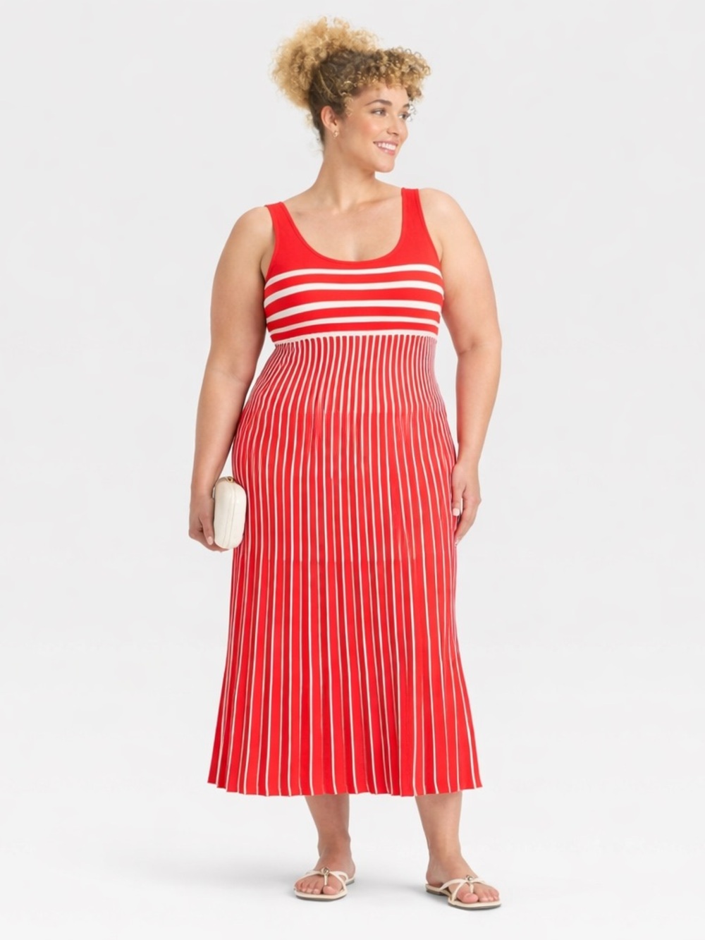 a new day - Striped Red and White Maxi Tank Dress
